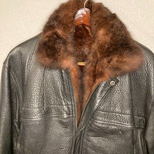 Ladies Couture by Park Fur lined Leather Jacket - Size Large - Black